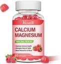 Kaltsium Magneesium Tsink Kummid Vitamiin D3 & K2, Kõrge imendumine Magneesium Glütsinaat Kaalium Immuunseks ja rahulikuks meeleolu, Vaarika Maitse 60 Gummies