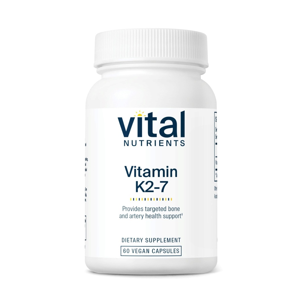 Elutähtsad toitained Vitamiin K2-7 | soodustab südame-veresoonkonna, südame, luude tervist * | K2-vitamiin + MK7 | Vegan-K-vitamiini lisand | Gluteen, piim, sojavaba | Mitte-GMO | 60 kapslit