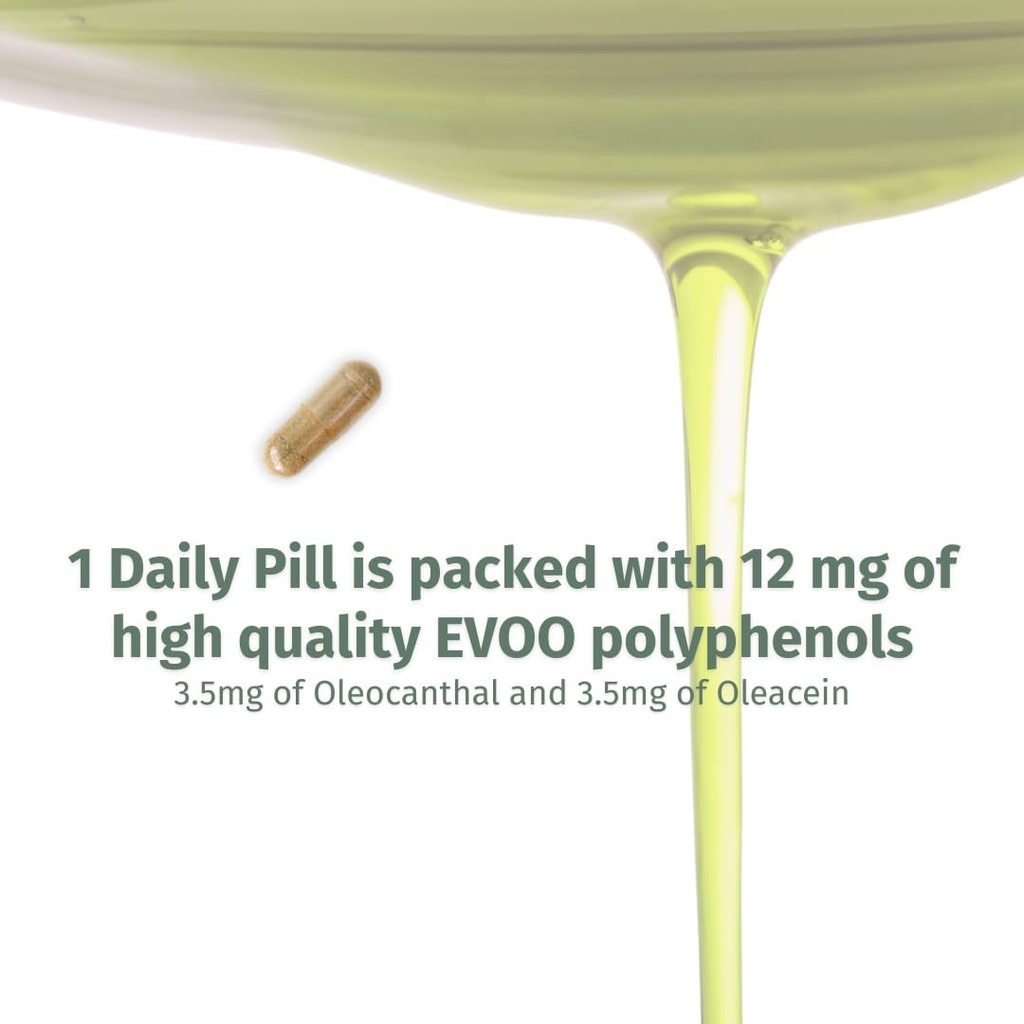 OleocanTM kapslid - 90 päeva pakkumine - Premium EVOO polüfenooli lisand - 3,5 mg oleocanthal ja 3,5 mg Oleacein - laia spektriga