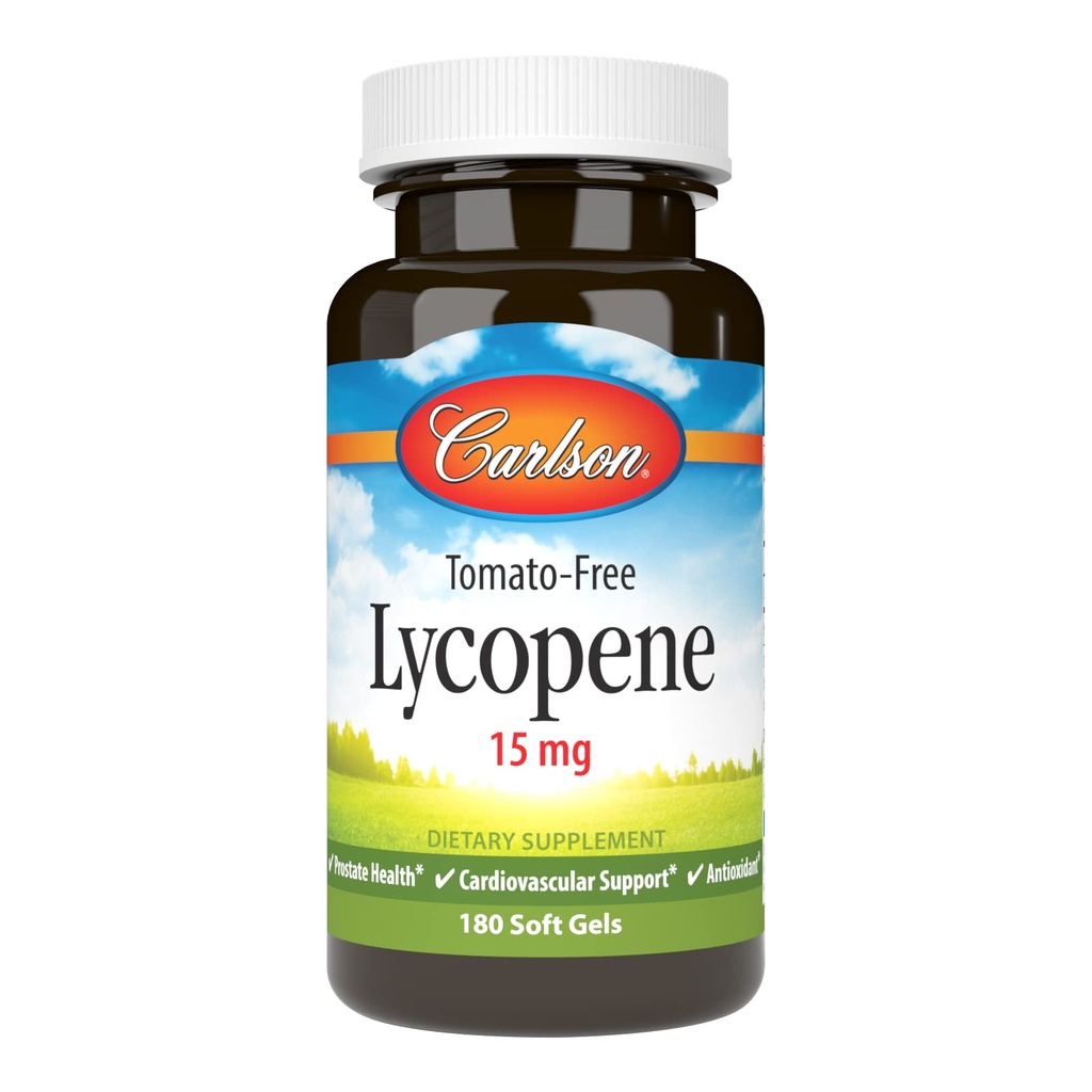 Carlson - lükopeen, 15 mg, tomativaba, eesnäärme tervise ja vereringe tugi, optimaalne heaolu, 180 Softgels