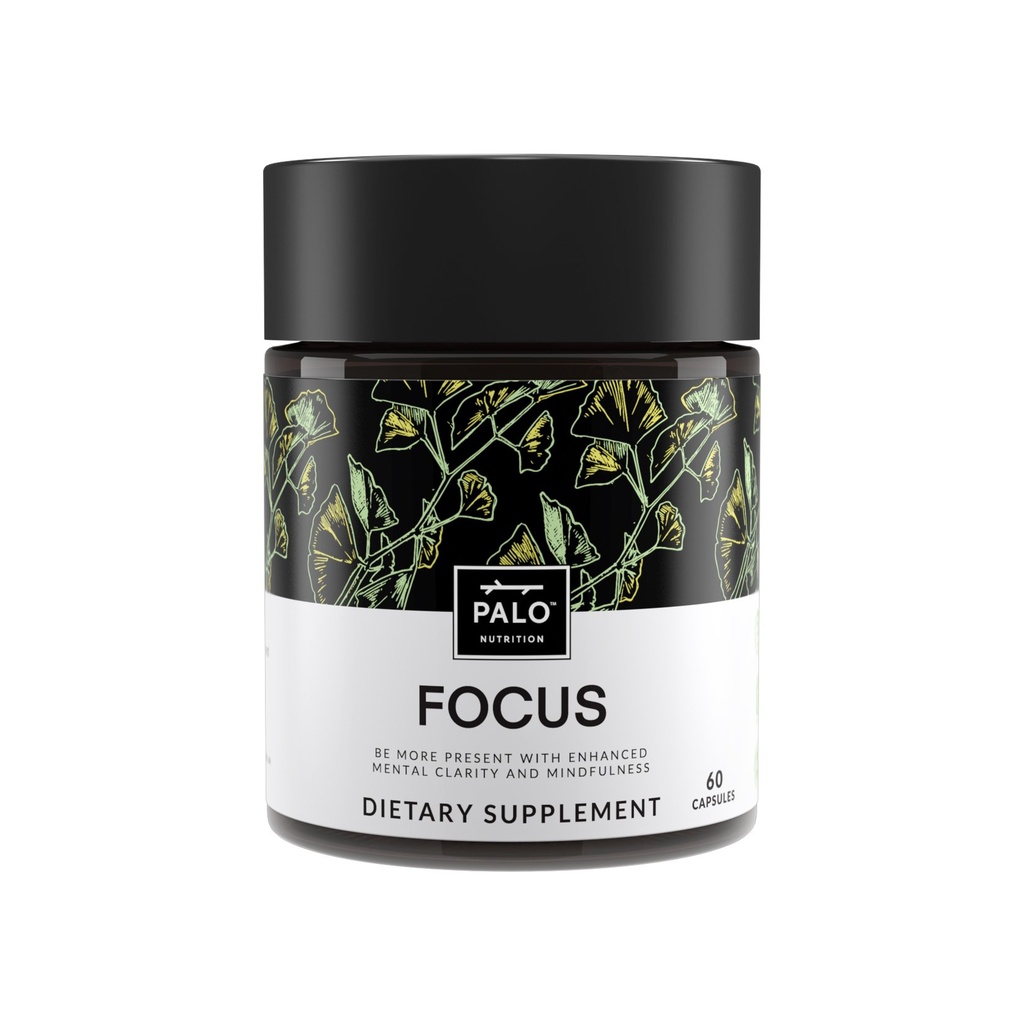 PALO FOCUS Brain Booster Natural Supplement Nootropic mälu, fookus, õppimine, reaalne, tähelepanu ja tunnetus - Ginkgo Biloba, Bacopa, Gotu Kola, Ashwagandha, Mucuna 60 kapslid