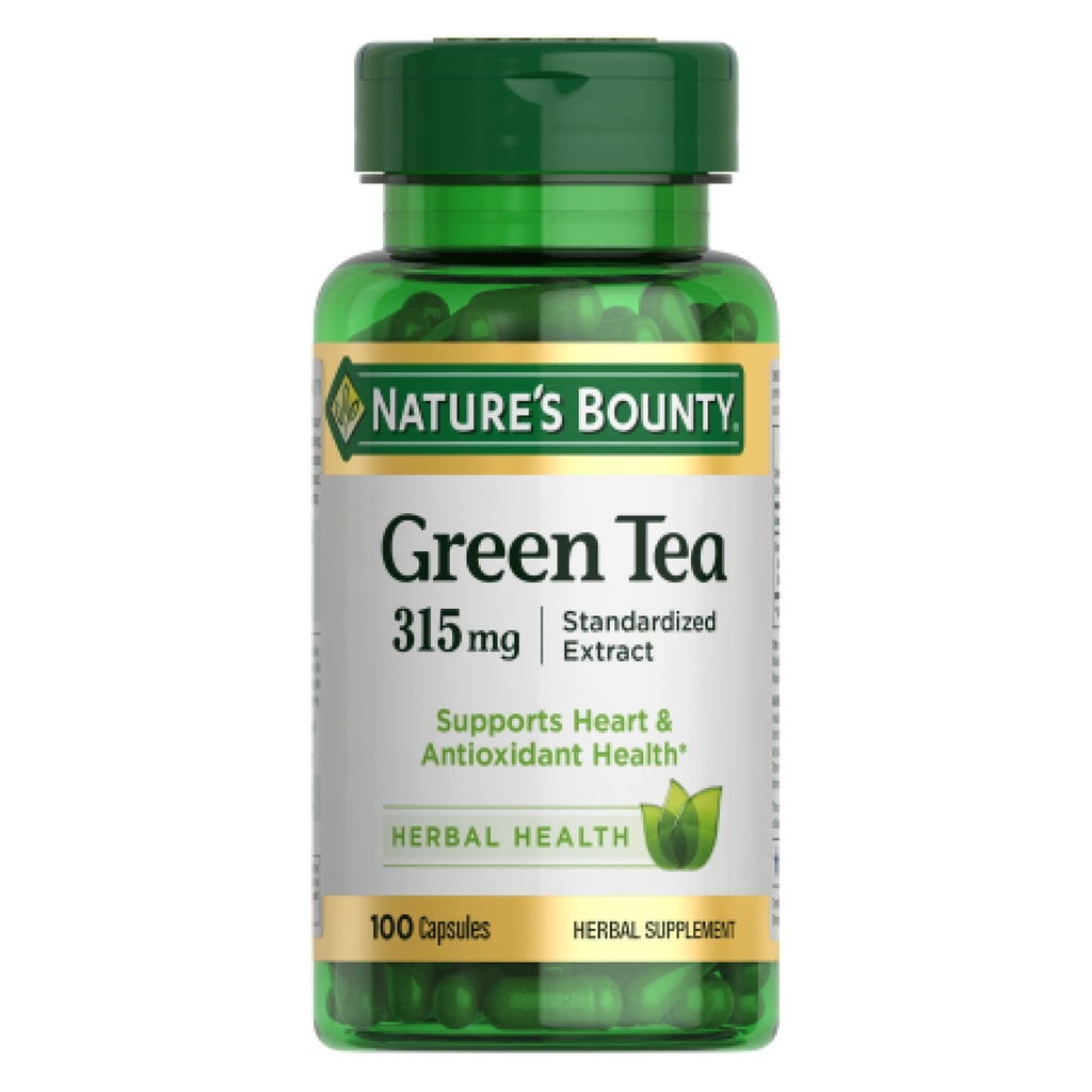 Looduse Bounty Green tee pillid ja taimse tervise täiendada, toetab südame ja antioksüdantide tervist, 315mg, 100 kapslit