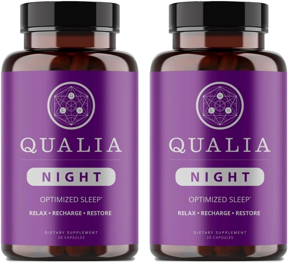 Qualia Night Sleep Aid | Non-Habit Forming | Science-Backed Supplement for Deep Refreshing Sleep | Melatoniinivaba, Vegan, Non-GMO, Gluteenivaba