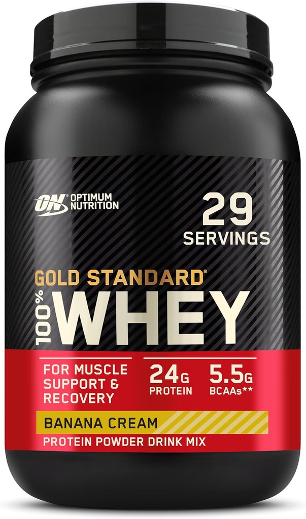 Optimum Nutrition Gold Standard 100% vadakuvalgu pulber, banaanikoor, 2 naela (pakendamine võib varieeruda)