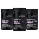 Spordiuuringute õhtune peamine toidulisand külma pressitud õlist, vegan biotiin 10 000 mcg kookosõliga ja naiste probiootikumid prebiootikumidega, 65 miljardit CFU