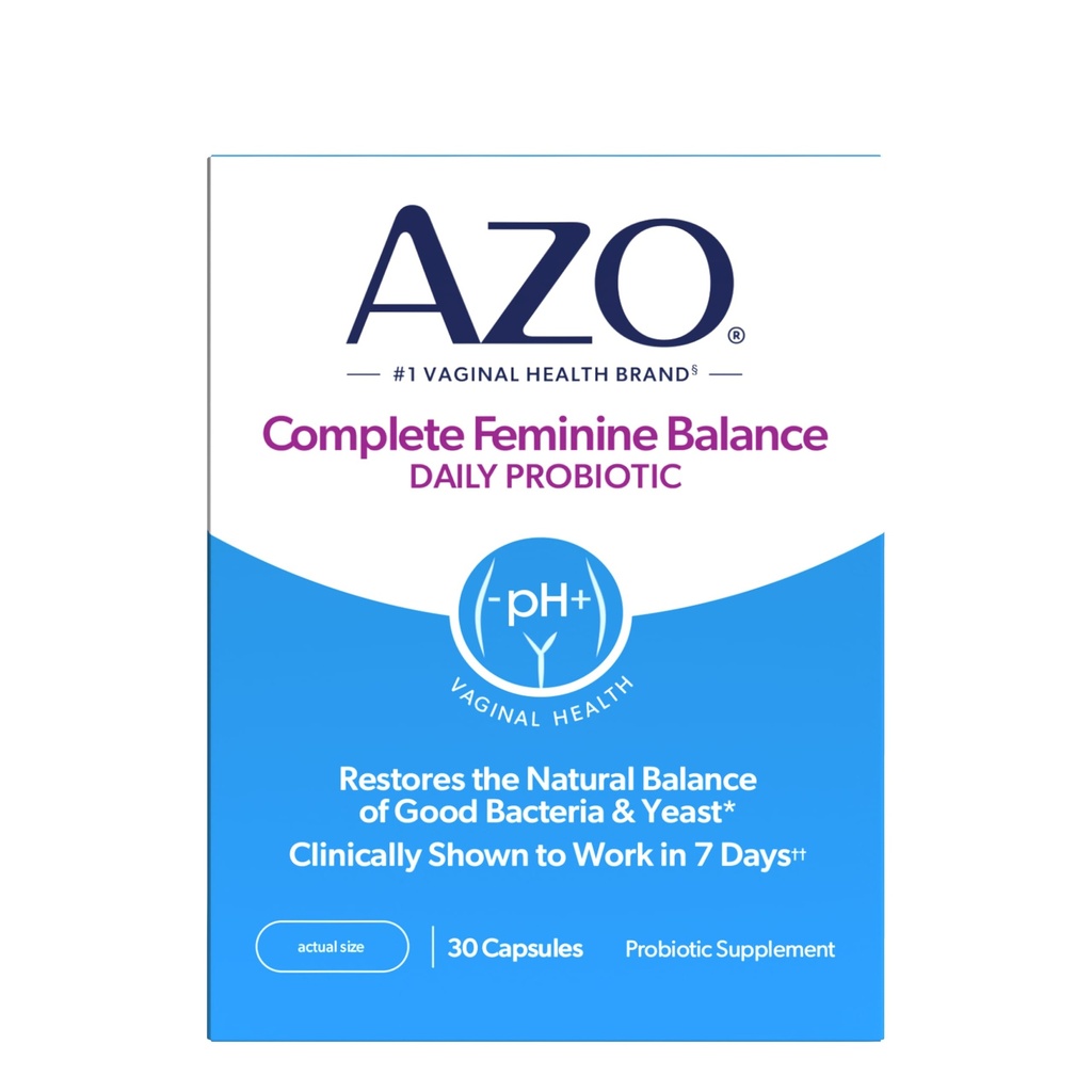 AZO Complete Feminine Balance Daily Vaginal Probiootikumid naistele, kliiniliselt tõestatud, et aidata kaitsta vaginaalset tervist, aitab tasakaalustada pH-d ja pärmi, 30 Count
