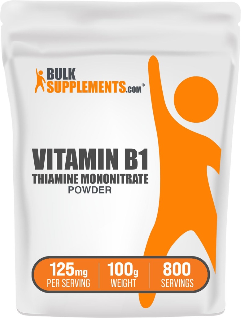 BulkSupplements.com Tiamiinmononitraadi pulber - vitamiin B1 pulber, tiamiin B1 lisand - B1 vitamiinid, gluteenivaba, 125 mg serveerimise kohta, 100 g (3,5 oz) (pakk 1)