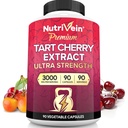 Nutrivein Premium Tart Cherry kapslid 3000mg: Ultra Strength Tart Cherry Extract Supplement for Post-Athletic Recovery, Detox, Rest & Mobility