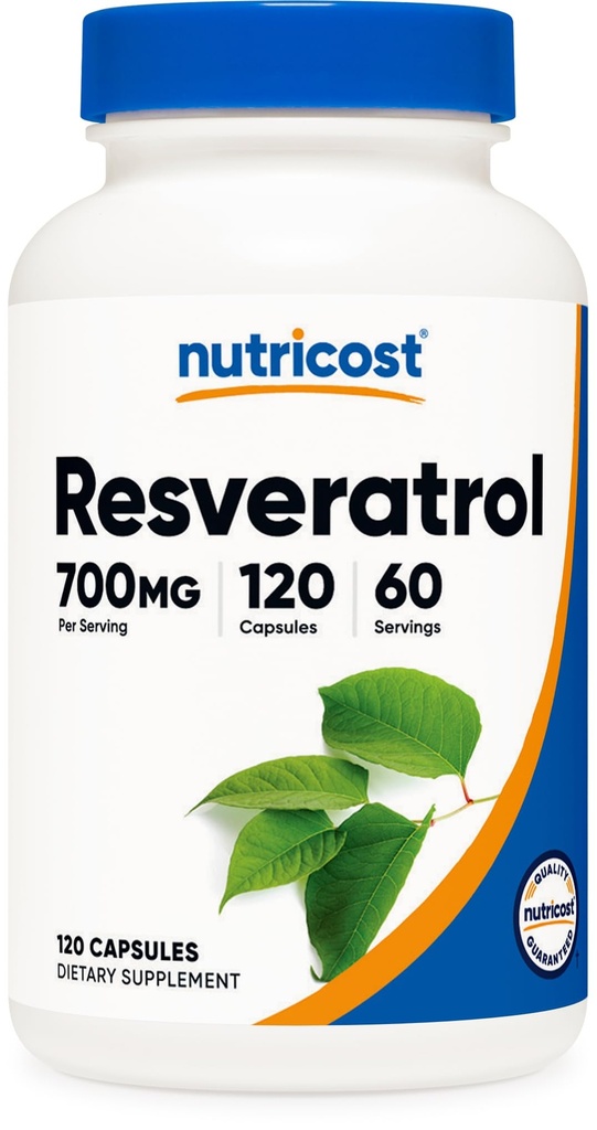 Nutricost Resveratrol 700mg, 120 kapslit - Vegan, Gluteenivaba, Non-GMO