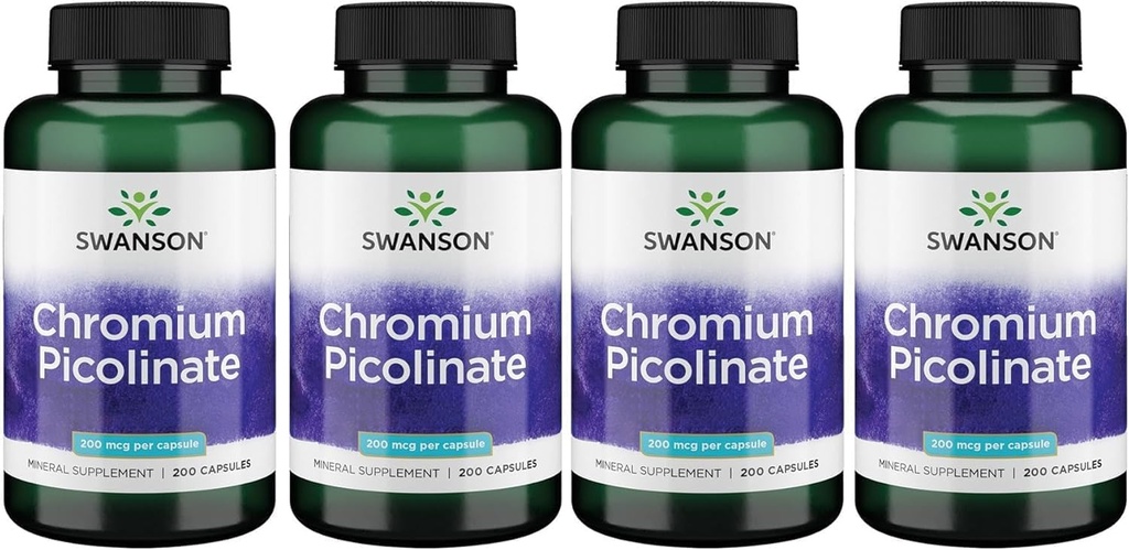 Swanson Chromium Picolinate - looduslik täiendus, mis soodustab ainevahetust ja kehakaalu juhtimist - toetab tervislikku taset juba normaalses vahemikus - (200 kapslit, 200 mg iga)