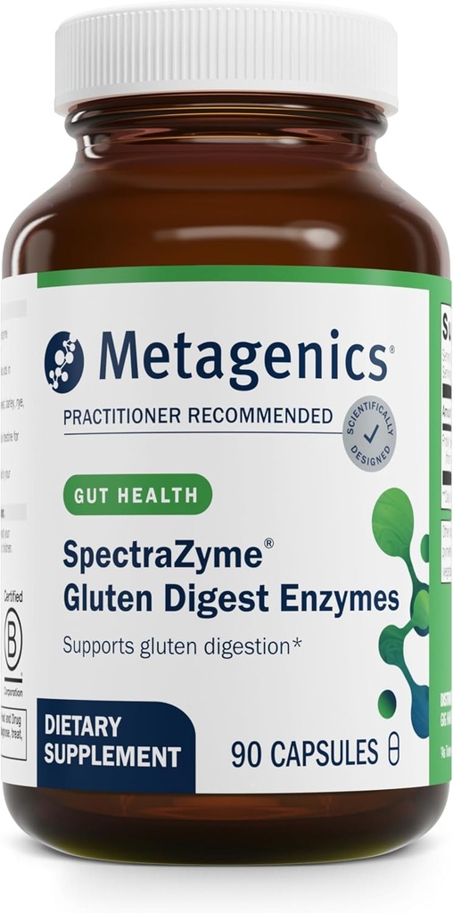 Metageenika SpektraZyme Gluten Digest Ensüümid - Seedeensüüm - Aidata seedimist Nisu, odra ja rukki terad * - Soolestiku Tervise Täiendus * - Mitte-GMO, Gluteenivaba ja Taimetoitlane