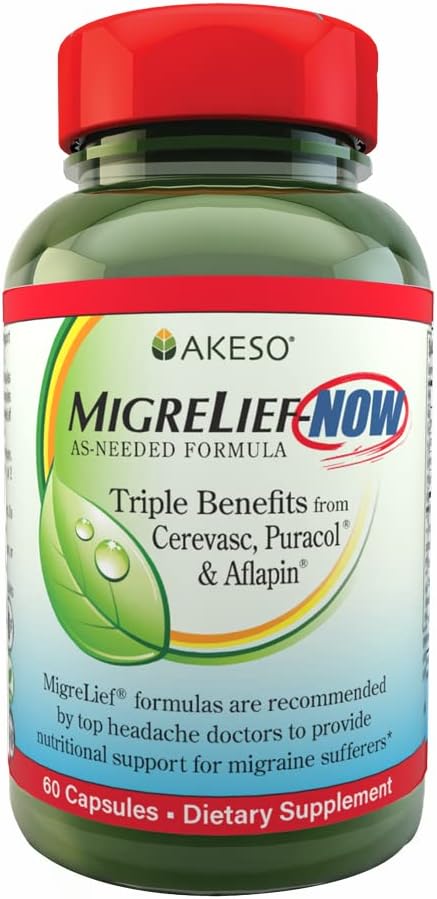 MigreLief-Now Fast-Acting Formula, As-vajalik toitumisalane toetus migreeni ja peavalude kannatajatele - 60 taimekapslit