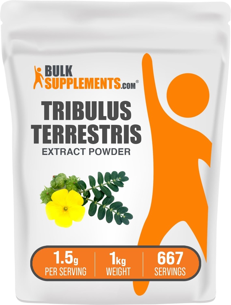 BulkSupplements.com Tribulus Terrestris Extract Pulber - Tribulus Terrestris Supplements, Taimne täiendus - Gluteenivaba, 1 kg (2, 2 naela) (pakk 1)