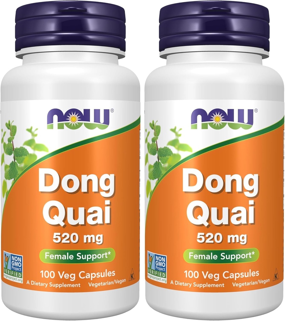 NOW Supplements , Dong Quai ( Angelica sinensis ) 520 mg , naissoost tugi * , 100 Veg kapslit ( 2 pakendis )