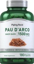 Piping Rock PAU D'Arco kapslid | 1500 mg | 180 pillid | Sisekoor | Herb Extract Supplement | Non-GMO, Gluteenivaba