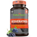Kaibro Nutra Resveratrooli lisand, 1500mg ekstra tugevus Trans-resveratrool, kvertsetiin koos Jaapani Knotweed ekstraktidega, vananemisvastane, kiirguslik nahk ja immuunsuse tugi, Vegan & Non-GMO, 90 kapslit