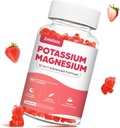 Kaaliummagneesiumilisandiga kummikommid täiskasvanutele lastele, magneesiumglütsinaat ja kaaliumtsitraat, pluss multivitamiin, oomega-3 ja must pipar, jalgade krambid, lihaste ja südame tervis, 60ct