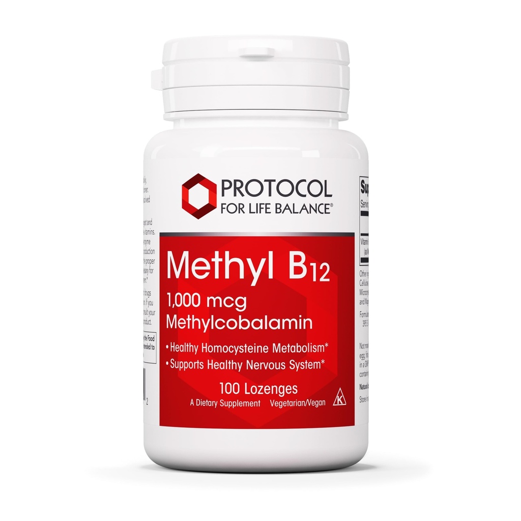 PROTOKOLL LIFE BILANCE Metüül B12 1000mcg - Vitamiin B12 homotsüsteiini metabolismi jaoks - aju tervise ja tervise närvisüsteemi toetamine - Kosher, Halal & Vegan - 100 lozenge