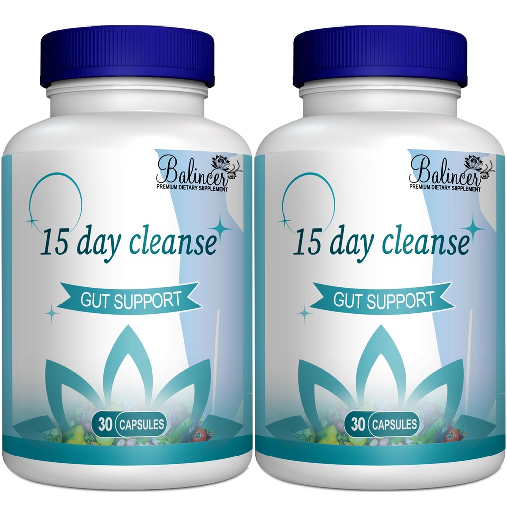 15-päevane puhastus, soolestiku ja Coloni tugi, täiustatud 15-päevane soolestiku puhastamine naistele ja meestele Senna, Cascara Sagrada & Psyllium Husk, Non-GMO, 30 kapslit