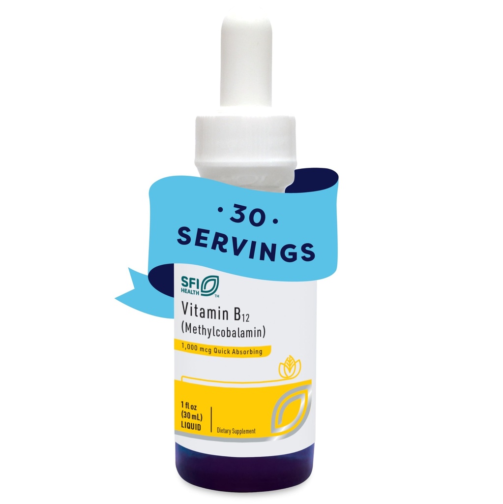Klaire Labs SFI Tervis Vitamiin B12 Vedelik tilgad 1mg - Metüül B12 tilgad, 1000mcg Aktiivne Metüülkobalamiin - Vedelik Efektiivne imendumine - Allergiline (30 ml / 1 fl oz)