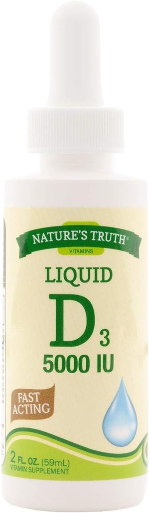 Nature's Truth D3 5000 RÜ Fast Acting Vitamin Supplement Vedelik - 2 oz, pakend 5