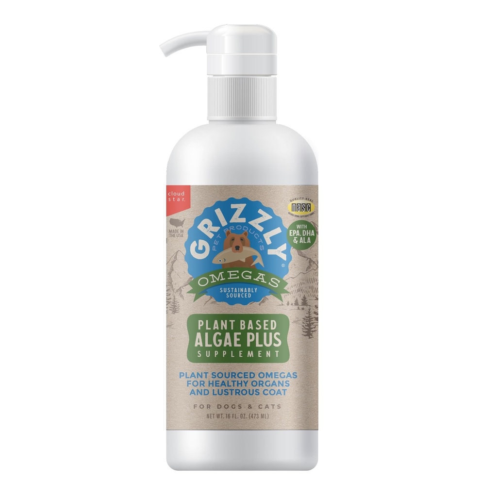 Grizzly Pet ProductsAlgal Plus Omega 3-6-9 toidulisand koertele ja kassidele, 16 Ounce pudel