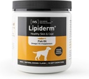 Uued rahvusvahelised veterinaarteadused IVS Lipiderm Naha ja karva kalaõli Omega 3 ja 6 toidulisandi koerad, valmistatud USA-s (pehmed närid, 90 krahv)