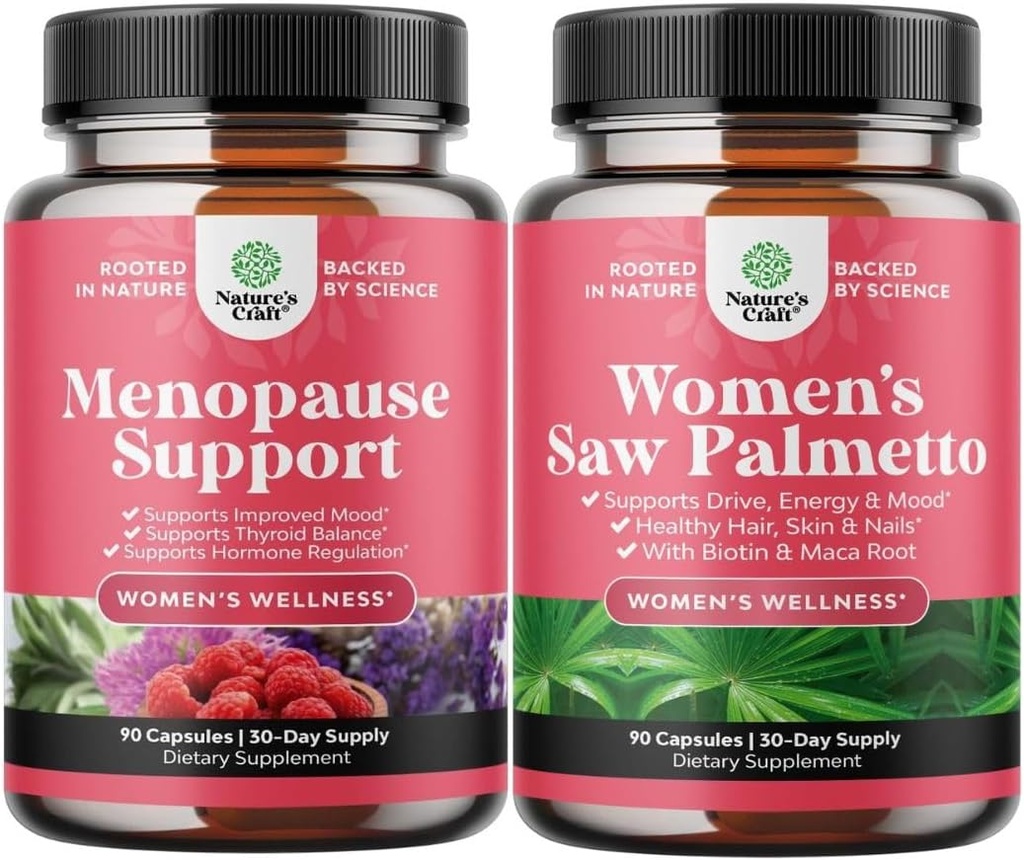 Bund of Menopause Supplement for Hot Flashs koos Dong Quai Vitex Chaste Berry & Black Cohosh & Extra Tugevus Saw Palmetto naistele 500mg - DHT Blocker juuste väljalangemise täiendus Maca Juur & Biotin