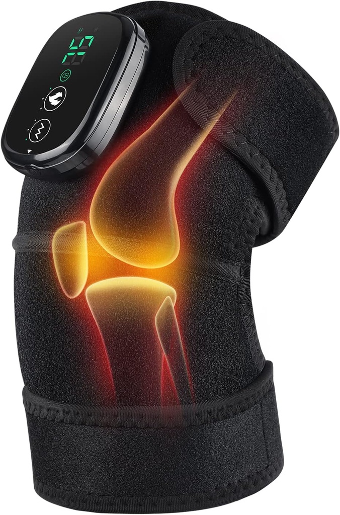 FSA Abikõlblik Põlve Massager Soojuse ja Vibratsiooniga, Põlve Soojendus Pad Artriidi Massaaž, Kuum Põlve Brace Wrap Black