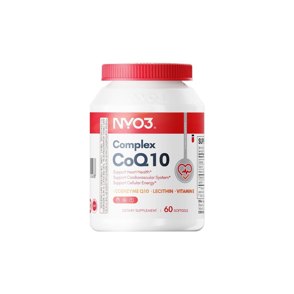 NYO3 CoQ10 200mg letsitiin ja vitamiinid E, Ultra kõrge imendumine, antioksüdant südame tervise ja energia tootmiseks, kõrge koensüüm Q10 sisaldus, Gluteenivaba, mitte-GMO, 60 päeva pakkumine