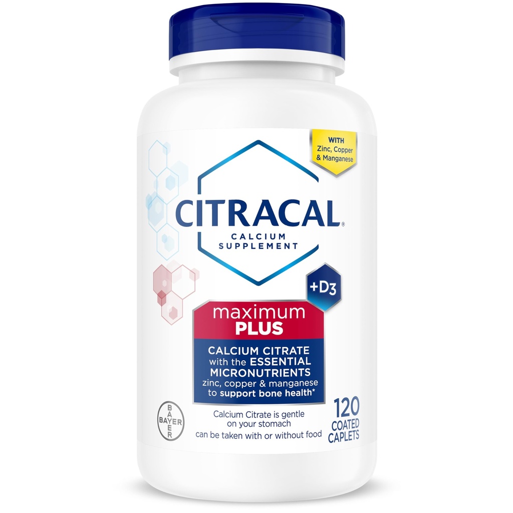 Citracal Maximum Plus, 650 mg kaltsiumtsitraat, kergesti imenduv ja hästi lahustuv 25 mcg (1000 RÜ) D3-vitamiiniga, luu tervise tugi, kaltsiumilisa vanustele 12+, 120 loend (pakendamine võib varieeruda)