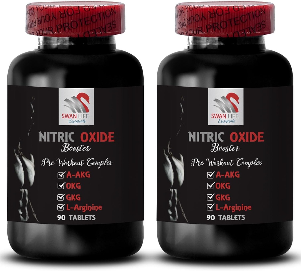 Ornitiin alfa-ketoglutaraat OKG - NITRIC OXIDE BOOSTER - L-glutamiini pulber, treeningu vastupidavus, lämmastikoksiidi pulber, jõusaali lisand, energialisand, Harjutustugevus 2 Pudel 180 tabletti