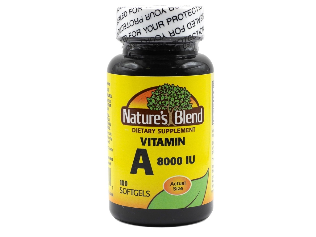 Looduse segu vitamiin A 8000 IU - 100 Softgels - toetab silmade tervist, immuunsusfunktsiooni nägemise toetamiseks