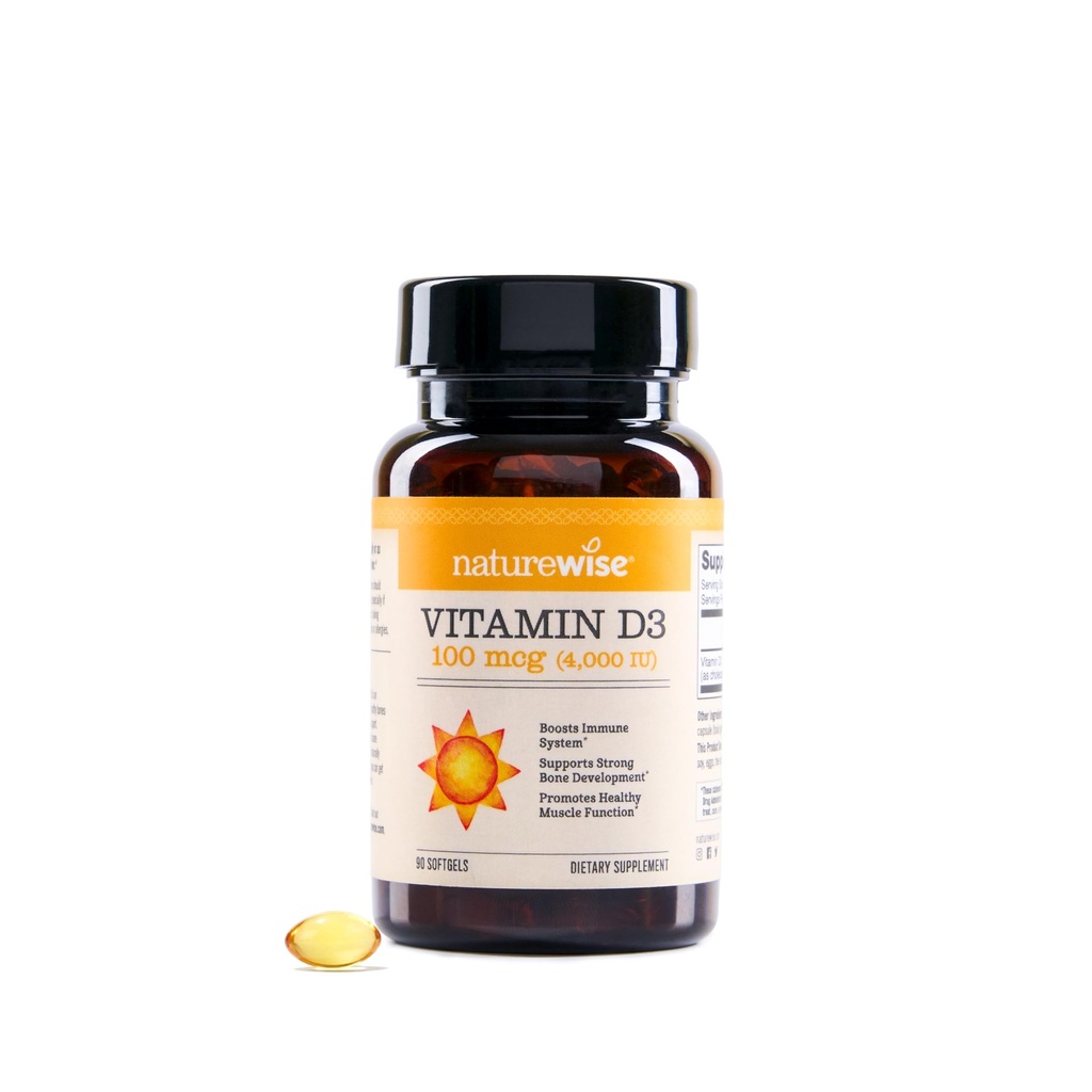 NatureWise Vitamiin D3 4000iu (100 mcg) 90-päevane varustamine immuunsuse toetamiseks, tervisliku lihasfunktsiooni ja luu tervise jaoks - mitte-GMO, gluteenivaba orgaanilises ekstra neitsioliiviõlis, (Mini Softgel), 90 krahv