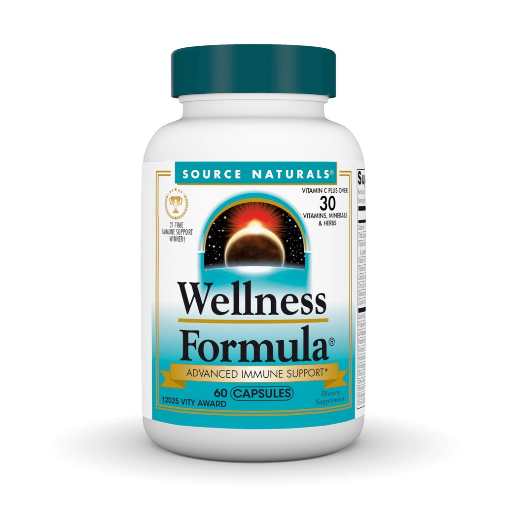 Allikas Naturals Wellness Formula Bio-Aligned Vitamiinid ja Taimne kaitse Immuunsüsteemi Toetus - Toidulisandi Ja Immuunsuse Suurendaja - 60 Kapslit
