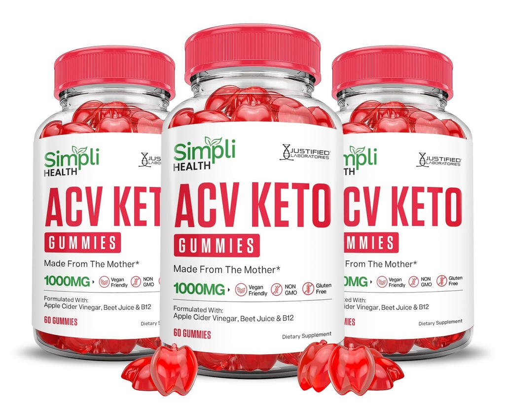 Justified Laboratories (3 Pack Simpli Health Keto ACV Gummies Advanced Formula 1000MG Õunasiider Äädikas Formuleeritud Granaatõunapeedi Mahl Pulber B12 Vegan Mitte GMO 180 Gummys