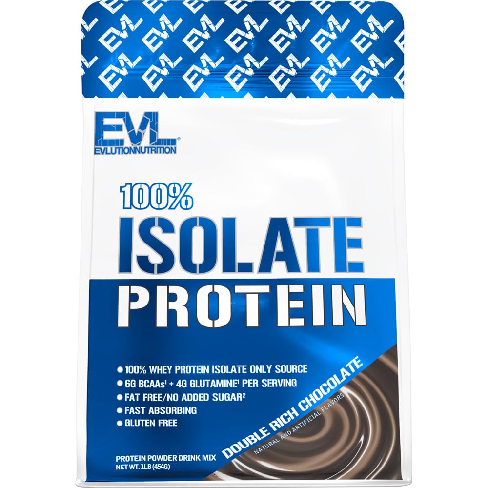 Evlution Nutrition 100% isolaat, vadak isolaatvalgu pulber, 25 g kiiresti imenduvat valku, suhkrut pole lisatud, madala süsivesikusisaldusega, gluteenivaba (topelt rikas šokolaad, 1 LB)