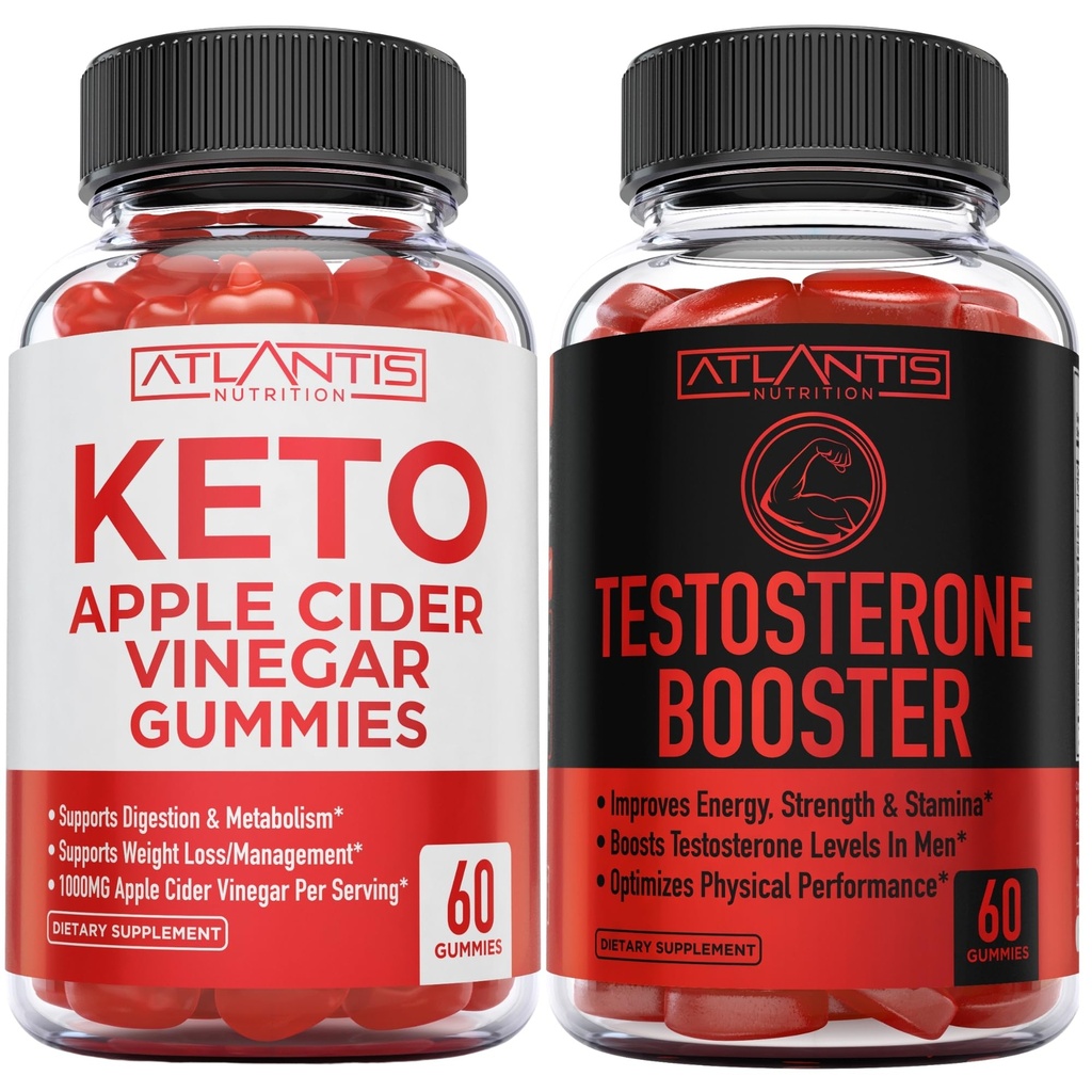 Atlantis Nutrition Keto Õunasiider Äädikas 60 Gummies + Testosterooni Booster 2-Pack (120 Gummies)
