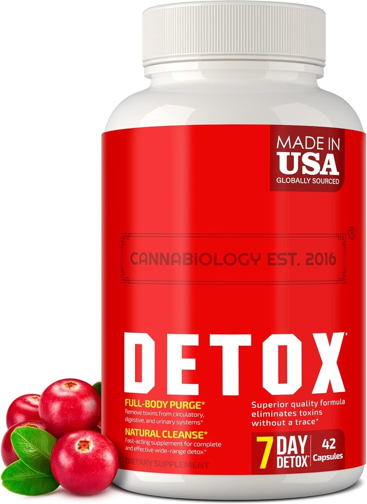 CANNABIOLOGY EST. 2016 Täielik keha puhastamine - looduslik detox keha puhastamise toetus maksale, kuseteedele, seedesüsteemile - valmistatud USA-s - keha detox ja puhastamine naistele ja meestele - 42 Vegan Caps