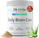 Ajulisandid mälule ja fookusele - Dr Lewis Daily Brain Care Powder koos Aloe Veraga - Taimepõhine nootroopiline ja energialisa aju udu, vaimse selguse ja immuunsuse toetamiseks - Pulber, 150g