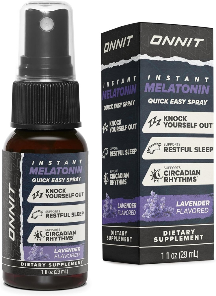 ONNIT melatoniin Vedel unetoetus Spray, IGENTM mitte-GMO testitud, Lavendli maitse, unetoetus täiskasvanutele, 3 mg melatoniini pihusti kohta, 1 fl oz