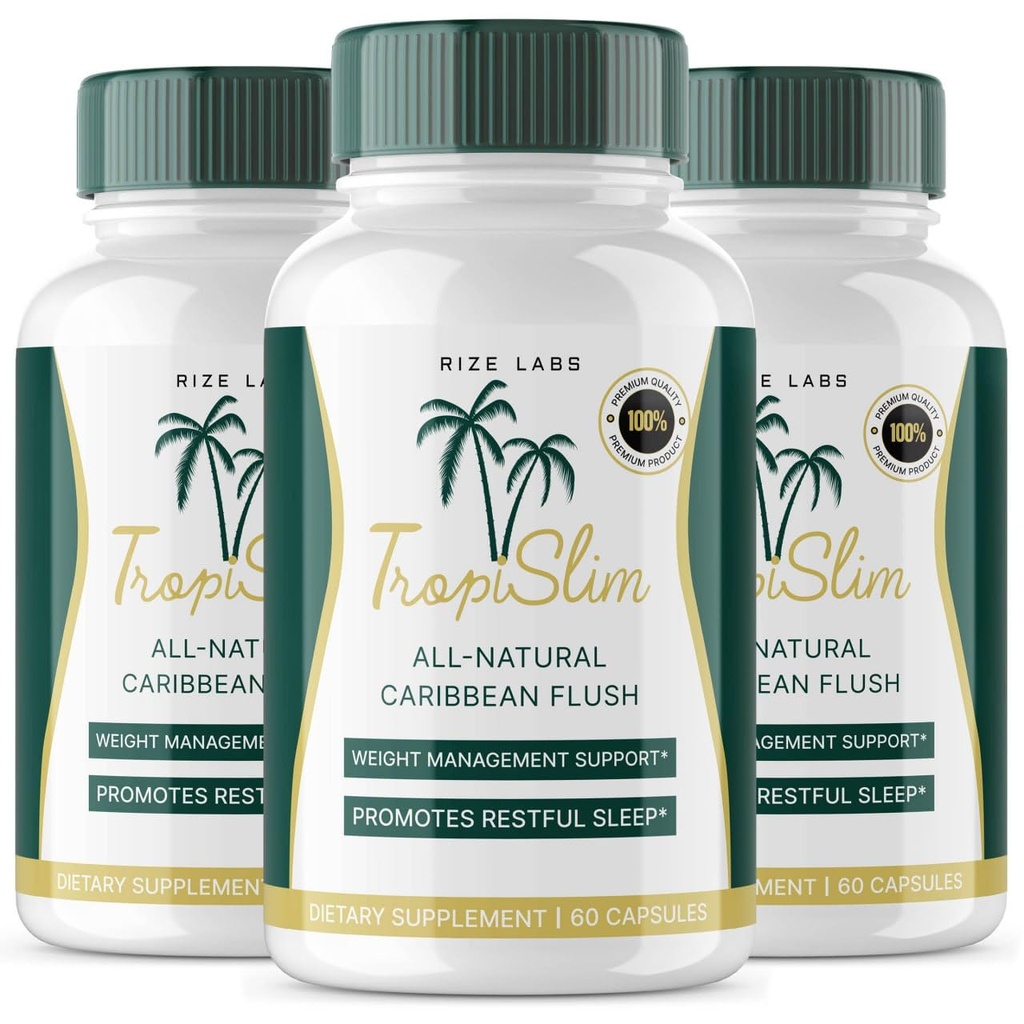 (Official 3 Pack) Tropislim, Tropislim All Natural Caribbean Flush, Kaalulangus Supplement, Tropislim Slimming kapslid naistele, Tervislik elustiil + Leaner Füüsika, Tropical Reviews (180 kapslit)