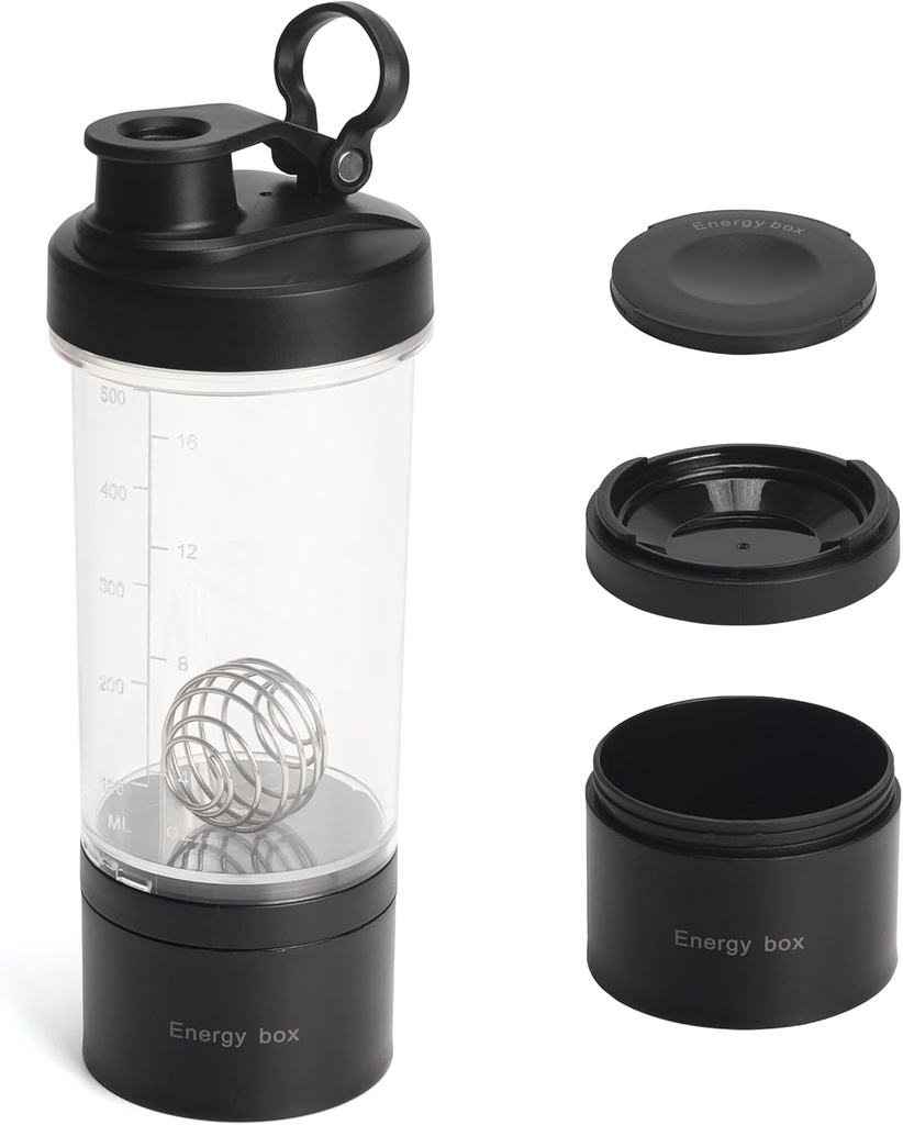 Blender Protein Shaker Tritan Pudel Pill / Pulber Ladustamiskonteiner Protein Shakes-pre treening pudel-Mixer Cup-Gym Sport Veepudel Wire Whisk Balls Black