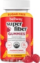Bellway Super Fiber Gummies täiskasvanutele - Sugar Free Organic Fiber Supplement Gummies 4g kiudaine kohta Serving - Prebiootiline siguri Root Fiber seedetrakti tervise, Vaarika Lemon, 60 Count