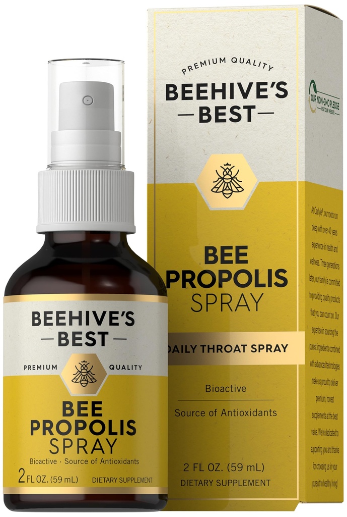 Carlyle Bee Propolis Throat Spray | 2 fl oz | Antioksüdantide allikas | Bioaktiivne täiendus | Mitte-GMO | Beehive parim