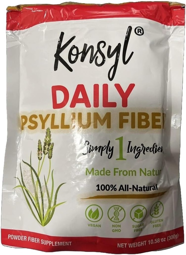 Konsyl Daily Psyllium Fiber - Non-GMO, Vegan, Keto-Friendly, Fiber Supplement Pulber - toetab seedetrakti tervist - 300g / 10,58 oz (Pack of 01)