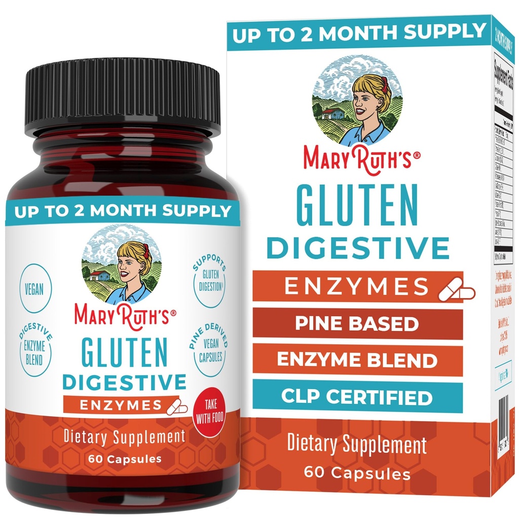 MaryRuth Organics Gluten Ensüümid Kapslid | Ensüümilisa soolestiku tervise toetamiseks | Gluteeni seedimine | & toitainete imendumine | Vegan | Gluteenivaba | 60 loend