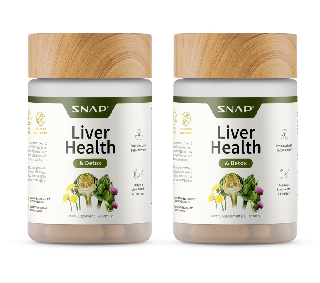 Snap Supplements Maksa Tervis & Detox Supplement - Natural Support Maksa ja seedetrakti Tervis, 60 Taimetoit Kapsleid (2-Pack)