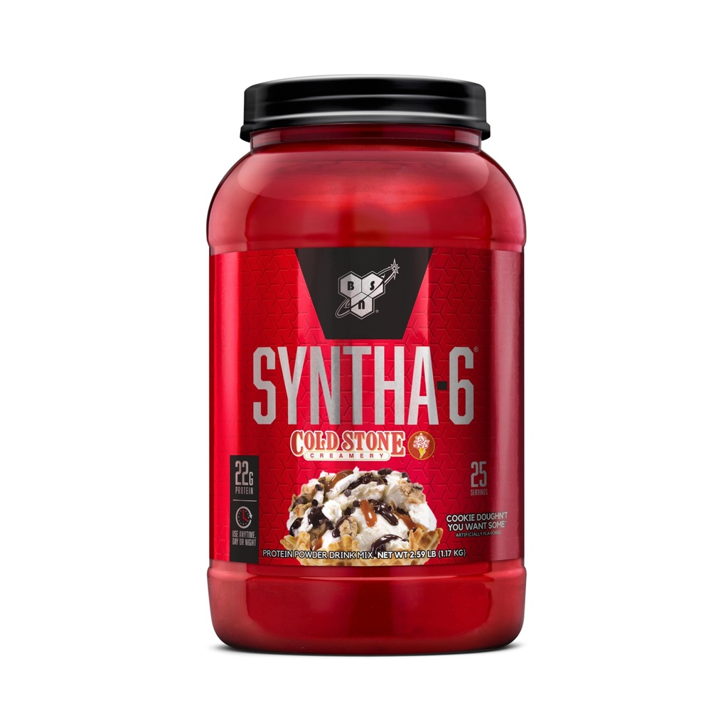 BSN Syntha-6 vadakuvalgupulber, Külmkivikreem - Cookie Doughn't You Want Some, Micellar Casein, Piimavalk Isolaatpulber, 25 Servingut