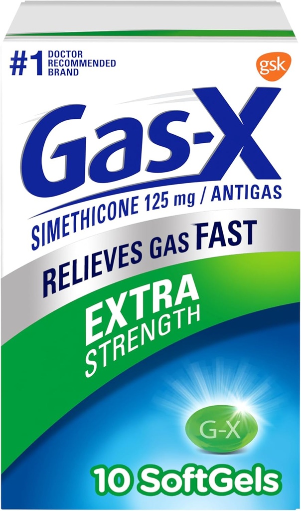 Gas-X Extra Strength Gas Relief Softgels koos Simethicone 125 mg - 10 Count